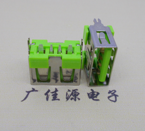 USB母座短体绿色胶芯