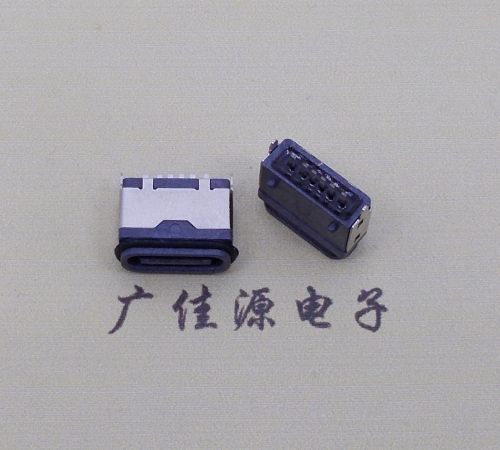 山东usb type c6p防水立插母座两脚插带定位柱