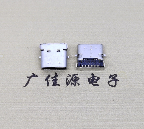 山东type c24p板上双壳连接器接口 DIP+SMT L=10.0脚长1.6母头